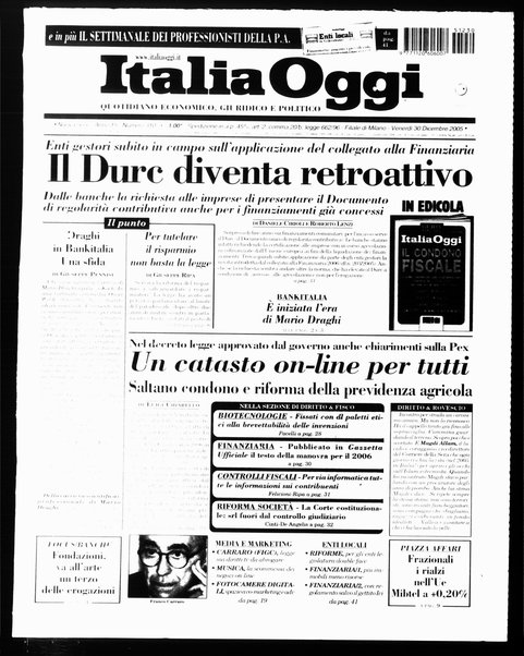 Italia oggi : quotidiano di economia finanza e politica